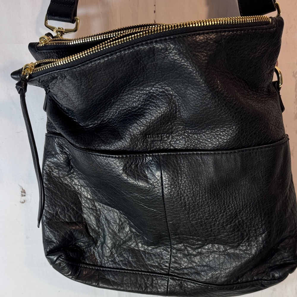 Margot BLACK Leather Crossbody Bag with Gold Hardware